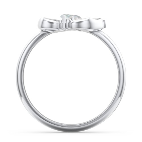 Baby Feet Birthstone Ring – Sterling Silver with Opal