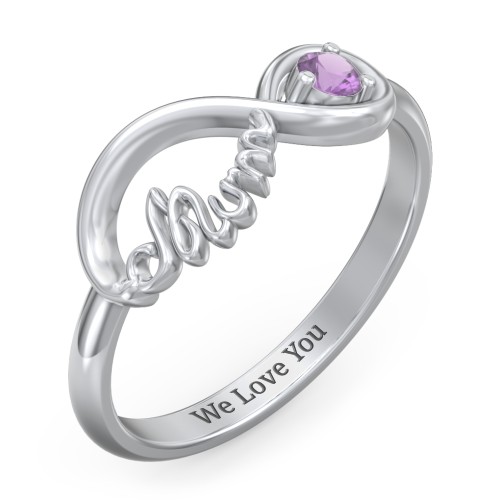 Infinite Bond Mum Ring – Sterling Silver with Amethyst