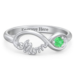 Infinite Bond Mum Ring in 925 Sterling Silver with Emerald