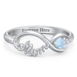 Infinite Bond Mum Ring in 925 Sterling Silver with Blue Topaz