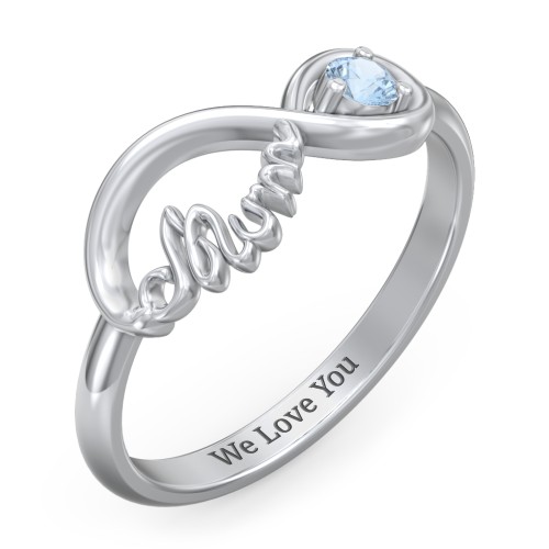 Infinite Bond Mum Ring – Sterling Silver with Blue Topaz