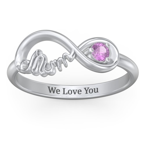 Infinite Bond Mum Ring – Sterling Silver with Amethyst