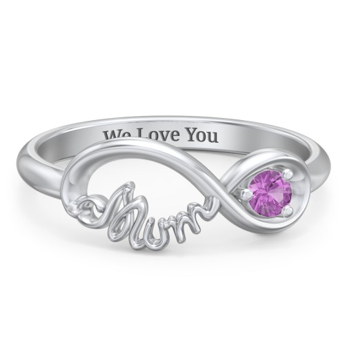 Infinite Bond Mum Ring – Sterling Silver with Amethyst