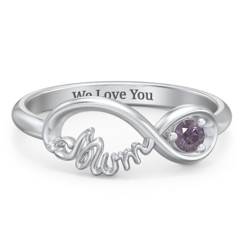Infinite Bond Mum Ring – Sterling Silver with Alexandrite