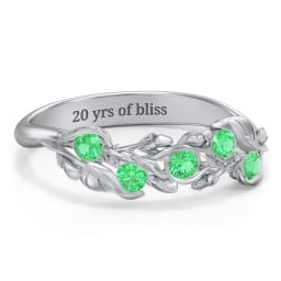 Organic Leaf Five Stone Family Ring