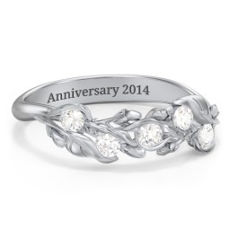 Organic Leaf Five Stone Family Ring