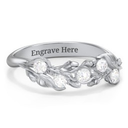 Organic Leaf Five Stone Family Ring