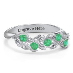 Organic Leaf Five Stone Family Ring