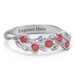 Organic Leaf Five Stone Family Ring