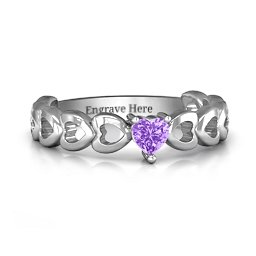 Enchanting Love Promise Ring in 925 Sterling Silver with Amethyst