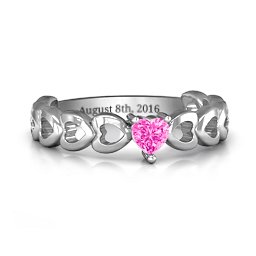 Enchanting Love Promise Ring in 925 Sterling Silver with Pink Tourmaline