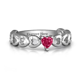 Enchanting Love Promise Ring in 925 Sterling Silver with Ruby