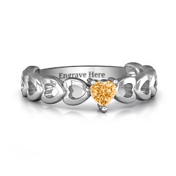 Enchanting Love Promise Ring in 925 Sterling Silver with Citrine