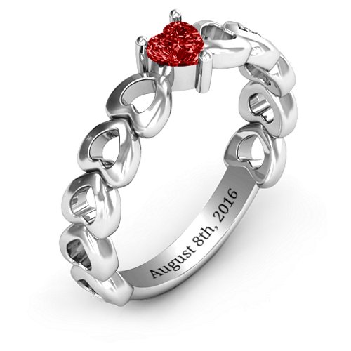 Enchanting Love Promise Ring – Sterling Silver with Garnet