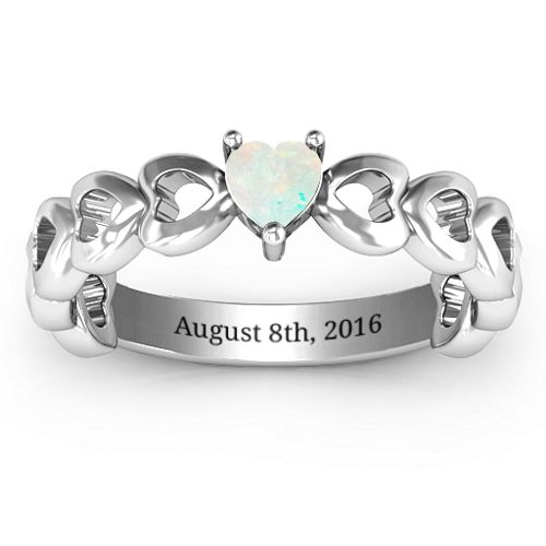 Enchanting Love Promise Ring – Sterling Silver with Opal