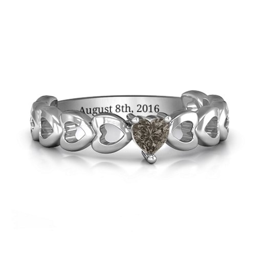 Enchanting Love Promise Ring – Sterling Silver with Smokey Quartz
