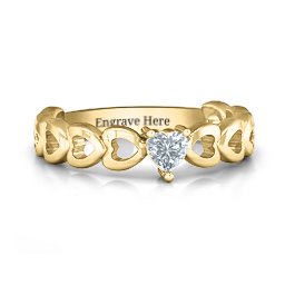 Enchanting Love Promise Ring in 10K Solid Yellow Gold with Cubic Zirconia
