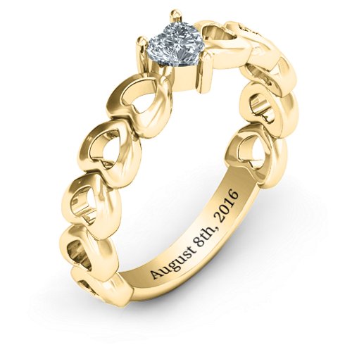 Enchanting Love Promise Ring – 10K Yellow Gold with Cubic Zirconia