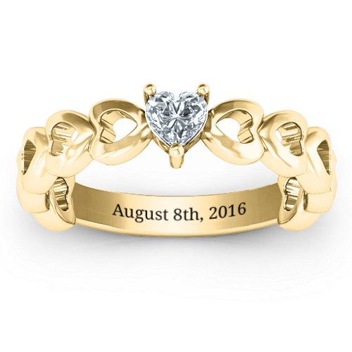 Enchanting Love Promise Ring – 10K Yellow Gold with Cubic Zirconia