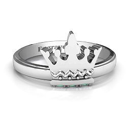 Royal Family Princess Tiara Ring in 925 Sterling Silver with Emerald