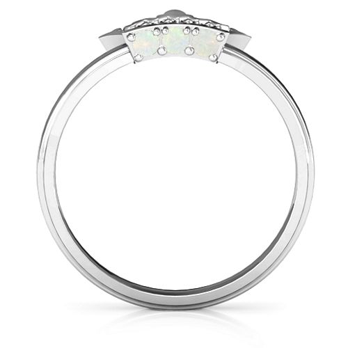 Royal Family Princess Tiara Ring – Sterling Silver with Opal