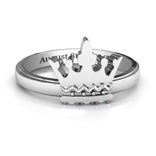 Royal Family Princess Tiara Ring – Sterling Silver with Opal
