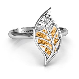 Mint to Be Cage Leaf Ring in 925 Sterling Silver with Citrine
