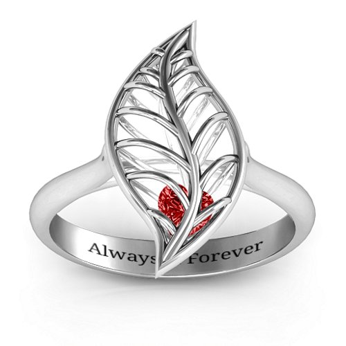 Mint to Be Cage Leaf Ring – Sterling Silver with Garnet