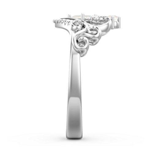 Fairytale Princess Tiara Ring – Sterling Silver with Opal and White Premium Zirconia