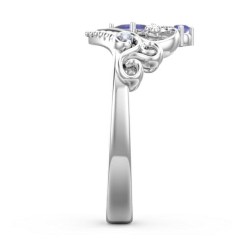 Fairytale Princess Tiara Ring – Sterling Silver with Blue Sapphire and Fancy Blue Premium Zirconia