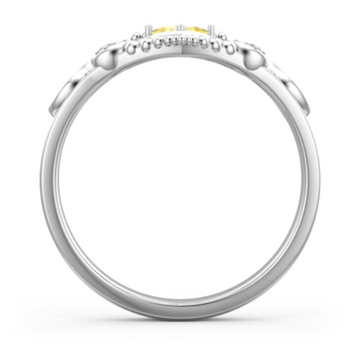 Fairytale Princess Tiara Ring – Sterling Silver with Citrine and White Premium Zirconia