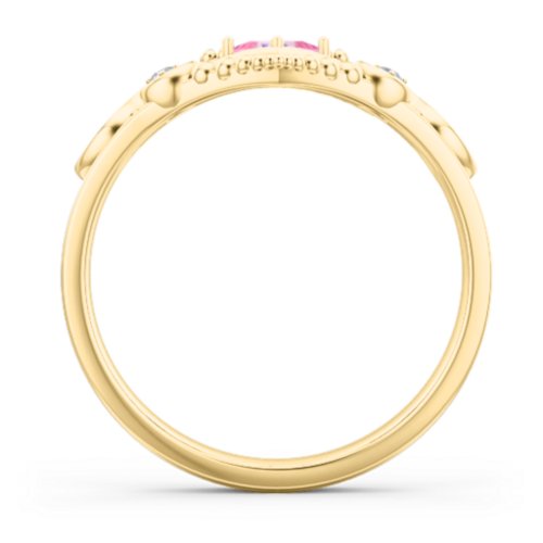 Fairytale Princess Tiara Ring – 10K Yellow Gold with Pink Tourmaline, Amethyst, and White Premium Zirconia