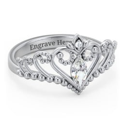 Heart Tiara Ring with Marquise Gemstone
