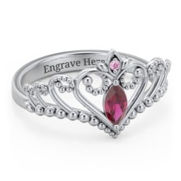 Heart Tiara Ring with Marquise Gemstone
