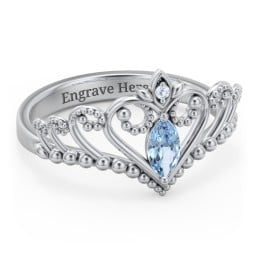 Heart Tiara Ring with Marquise Gemstone