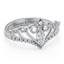 Heart Tiara Ring with Marquise Gemstone