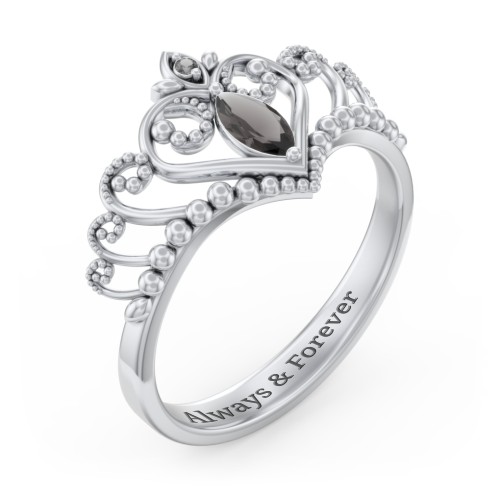 Heart Tiara Ring with Marquise Gemstone