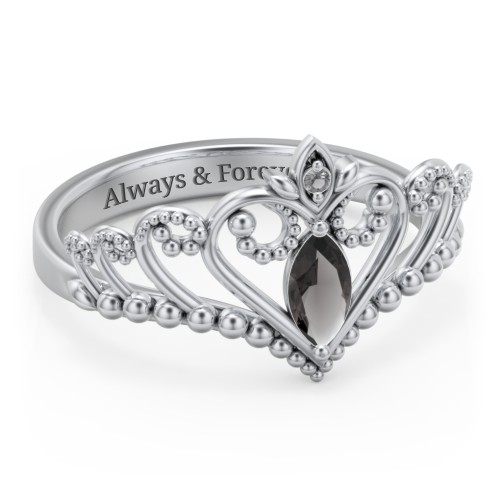 Heart Tiara Ring with Marquise Gemstone
