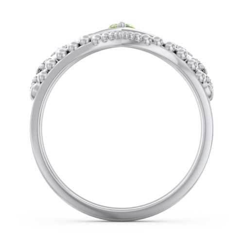 Heart Tiara Ring with Marquise Gemstone – Sterling Silver with Peridot and Fancy Yellow Premium Zirconia