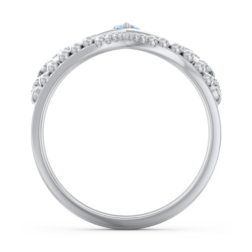 Heart Tiara Ring with Marquise Gemstone – Sterling Silver with Blue Topaz and Fancy Blue Premium Zirconia
