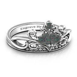 Ever Enchanted Double Heart Tiara Ring in 925 Sterling Silver with Alexandrite
