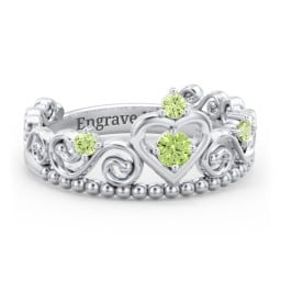 Multi Gemstone Tiara Ring with Scroll and Bead Detailing