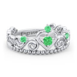 Multi Gemstone Tiara Ring with Scroll and Bead Detailing