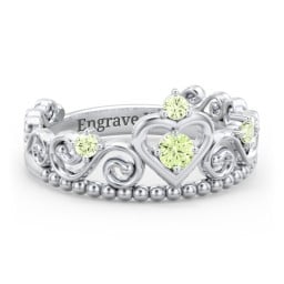 Multi Gemstone Tiara Ring with Scroll and Bead Detailing