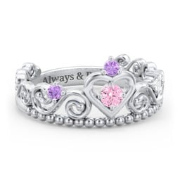 Multi Gemstone Tiara Ring with Scroll and Bead Detailing