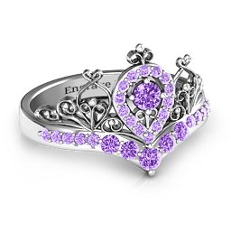 Queen Of My Heart Tiara Ring in 925 Sterling Silver with Amethyst and Amethyst Premium Zirconia