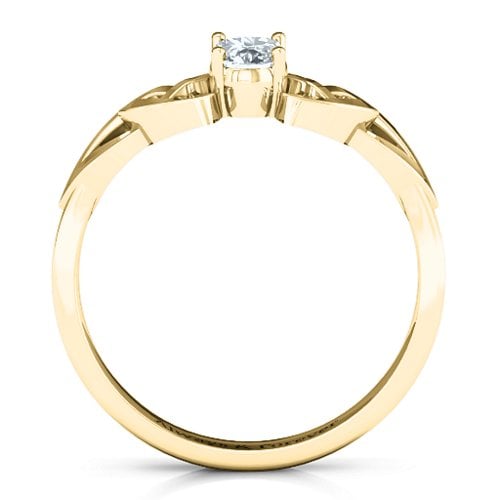 Trinity Knot Oval Gemstone Ring – 10K Yellow Gold with Diamond