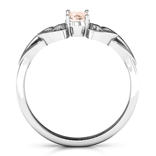 Trinity Knot Oval Gemstone Ring – Sterling Silver with Morganite