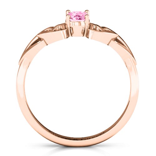 Trinity Knot Oval Gemstone Ring – 10K Rose Gold with Pink Tourmaline