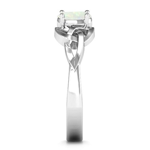 Trinity Knot Oval Gemstone Ring – Sterling Silver with Opal